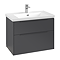 Villeroy and Boch Subway 3.0 Graphite 800mm Wall Hung 2-Drawer Vanity Unit with LED Lighting