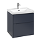 Villeroy and Boch Subway 3.0 Marine Blue 600mm Wall Hung 2-Drawer Vanity Unit with LED Lighting