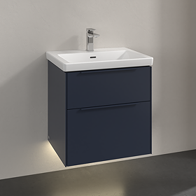 Villeroy and Boch Subway 3.0 Marine Blue 600mm Wall Hung 2-Drawer Vanity Unit with LED Lighting