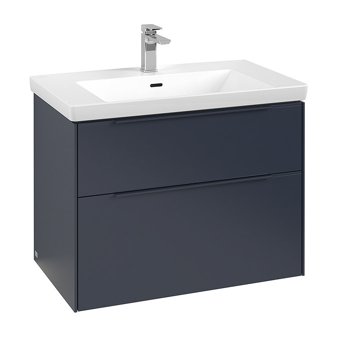 Villeroy and Boch Subway 3.0 Marine Blue 800mm Wall Hung 2-Drawer Vanity Unit with LED Lighting