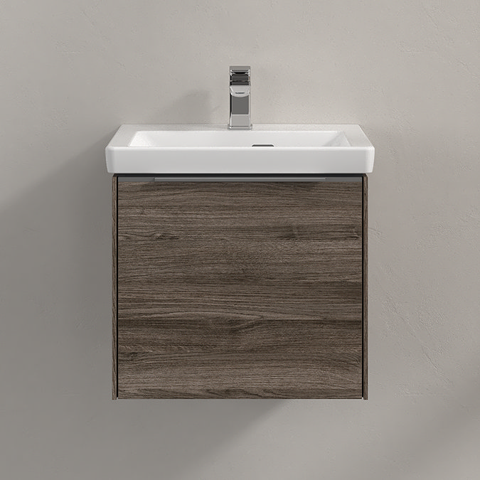 Villeroy and Boch Subway 3.0 Stone Oak 500mm Wall Hung 1-Drawer Vanity Unit with LED Lighting