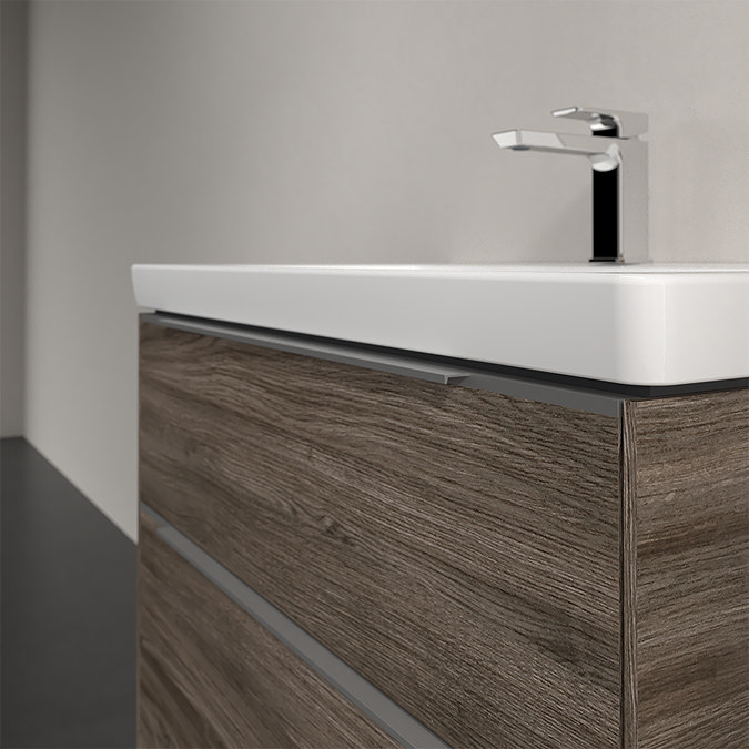 Villeroy and Boch Subway 3.0 Stone Oak 800mm Wall Hung 2-Drawer Vanity Unit with LED Lighting