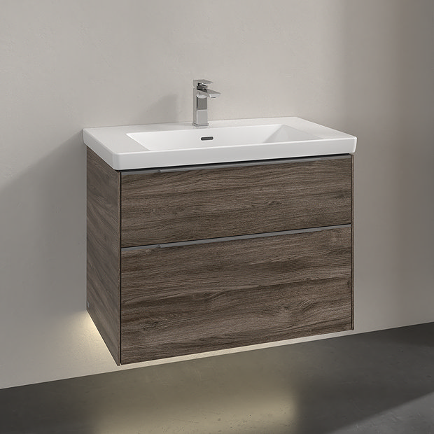 Villeroy And Boch Subway 3.0 Stone Oak 800mm Wall Hung 2-drawer Vanity 