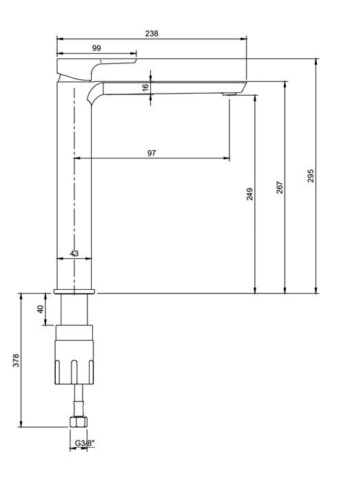 Villeroy and Boch Subway 3.0 Tall Single Lever Basin Mixer - Brushed Nickel Matt