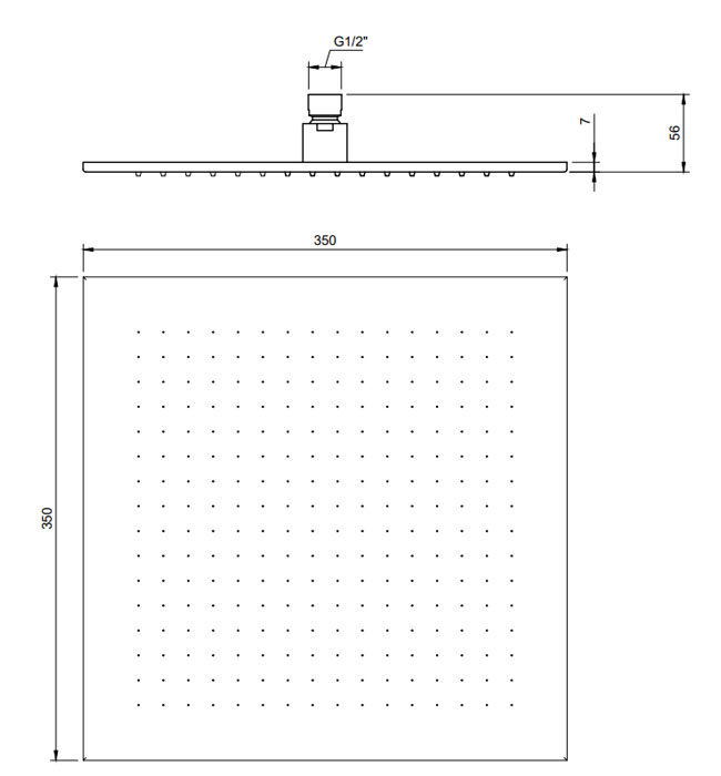 Villeroy and Boch Universal 350 x 350mm Square Shower Head - Brushed Gold