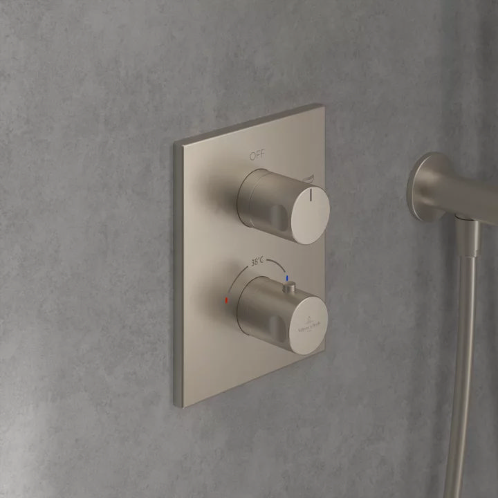 Villeroy and Boch Universal Concealed Thermostat Valve Dual Oulet - Brushed Nickel Matt