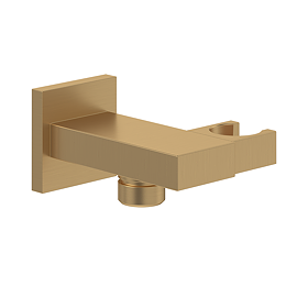 Villeroy and Boch Universal Square Shower Wall Outlet with Handset Holder - Brushed Gold