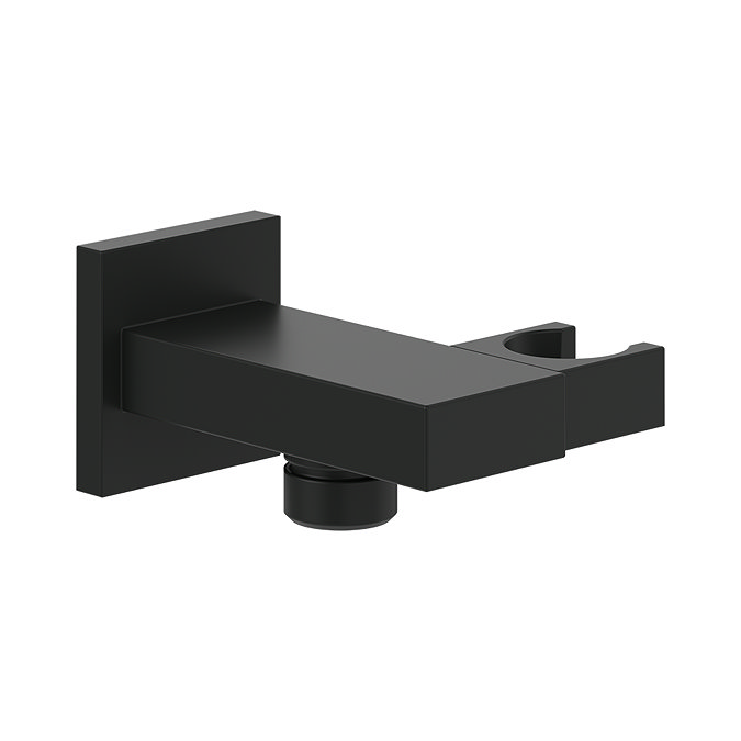 Villeroy and Boch Universal Square Shower Wall Outlet with Handset Holder - Matt Black