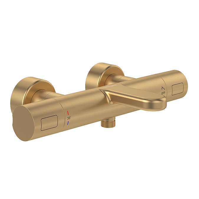Villeroy and Boch Universal Wall Mounted Round Thermostatic Bath Shower Mixer Valve - Brushed Gold