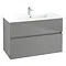 Villeroy and Boch V-Line Glossy Grey 1000mm Wall Hung 2-Drawer Vanity Unit Large Image