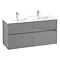 Villeroy and Boch V-Line Glossy Grey 1300mm Wall Hung 4-Drawer Double Vanity Unit Large Image
