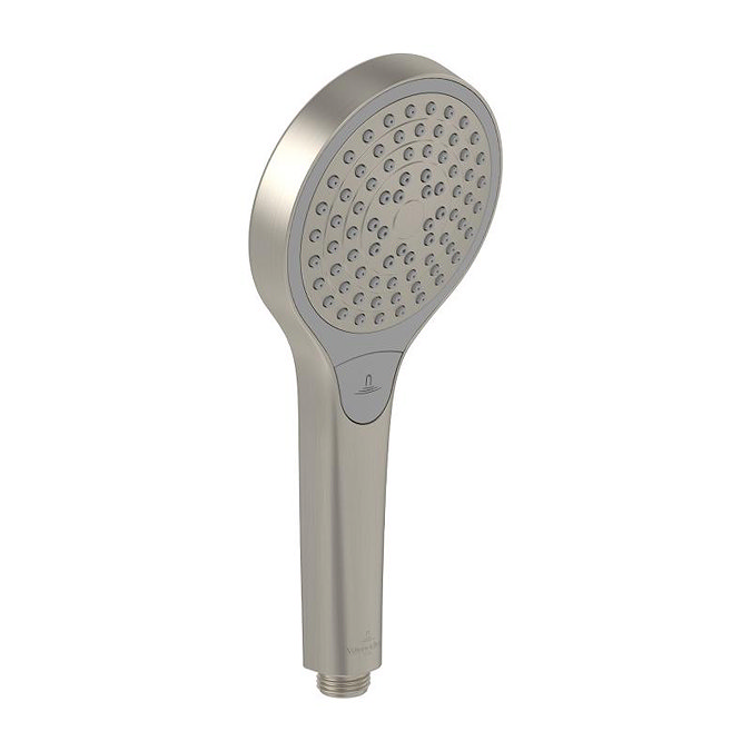 Villeroy and Boch Verve Round Shower Handset with 3 Spray Patterns - Brushed Nickel Matt