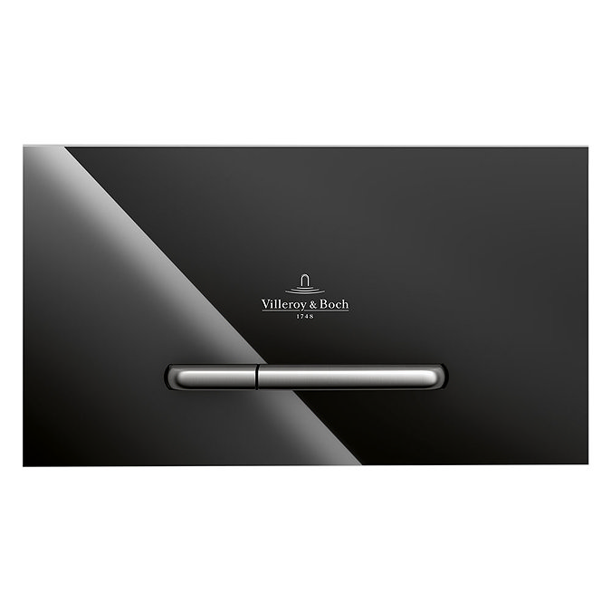 Villeroy and Boch ViConnect Glass Glossy Black Dual Flush Plate - 922160RB Profile Large Image