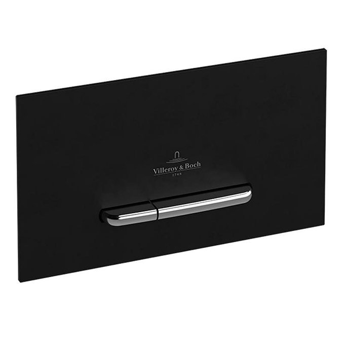 Villeroy and Boch ViConnect Glass Glossy Black Dual Flush Plate - 922160RB Large Image