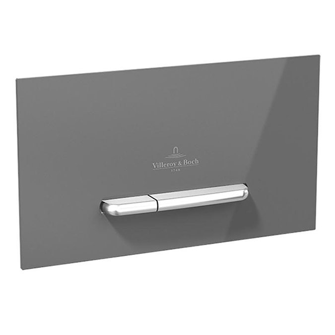 Villeroy and Boch ViConnect Glass Glossy Grey Dual Flush Plate - 922160RA Large Image