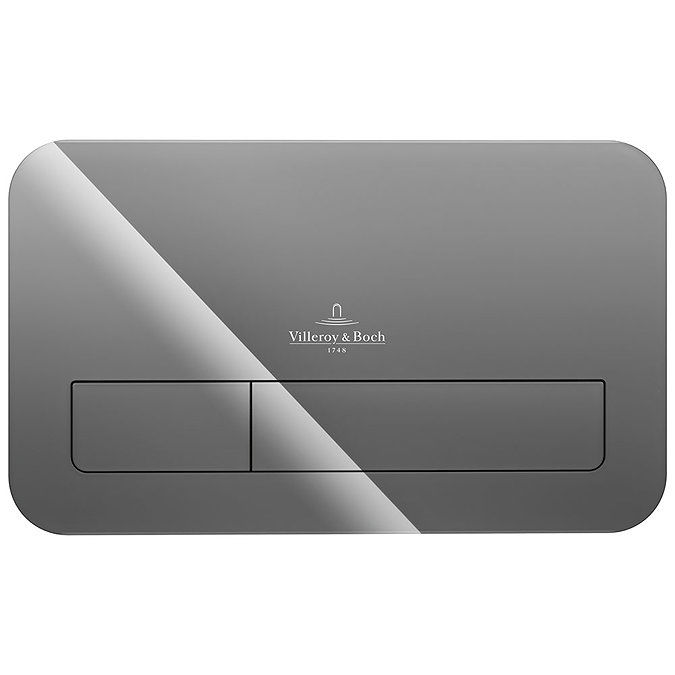 Villeroy and Boch ViConnect Glass Glossy Grey Dual Flush Plate - 922400RA Profile Large Image