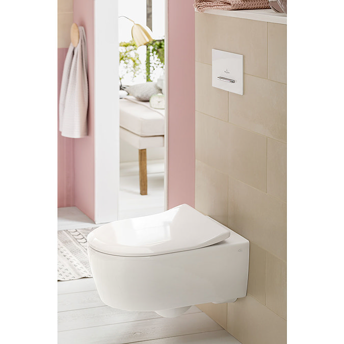 Villeroy and Boch ViConnect Glass Glossy White Dual Flush Plate - 922160RE  Feature Large Image