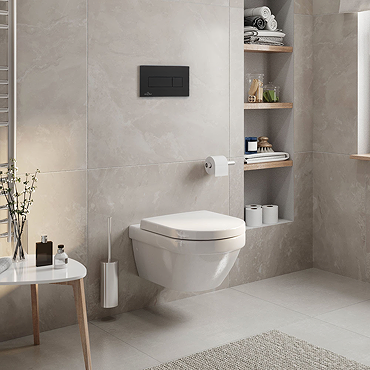 Villeroy and Boch Viconnect Pro S Toilet Frame with Black Flush Plate + Architectura Wall Hung Toilet