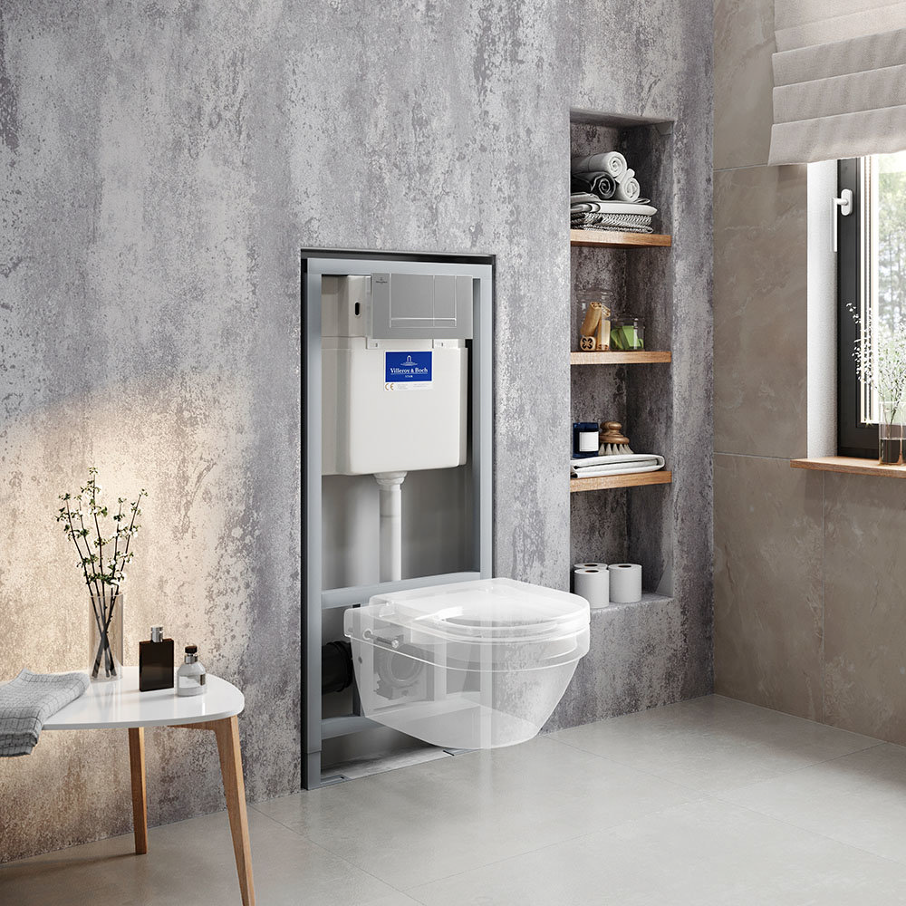 Villeroy And Boch Viconnect Pro Toilet Frame With Chrome Flush Plate Architectura Wall Hung Toilet