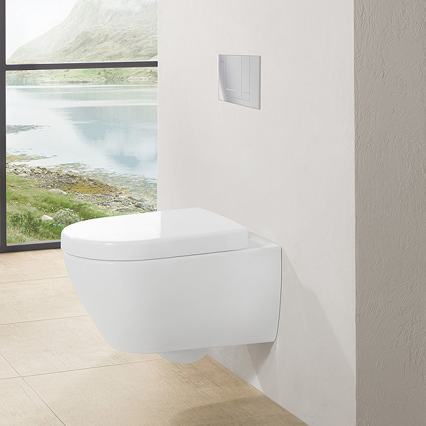 Villeroy and Boch Viconnect Pro Toilet Frame with Chrome Flush Plate + Subway 2.0 Wall Hung Toilet L