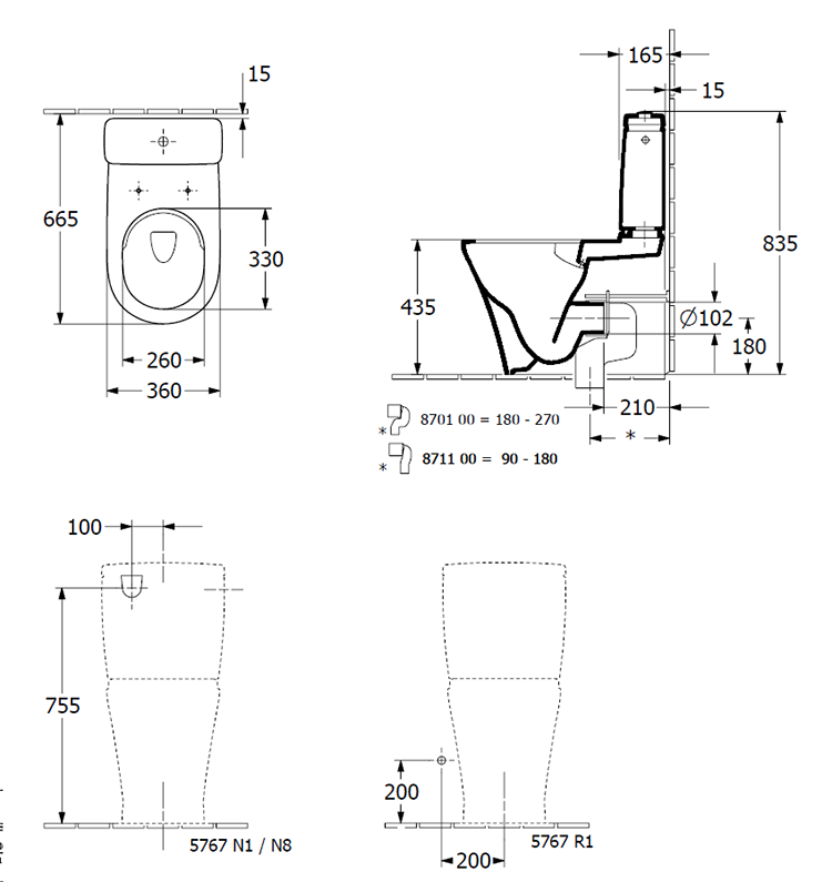 Villeroy & Boch O.Novo Comfort Height Close Coupled Toilet with Soft Close Seat