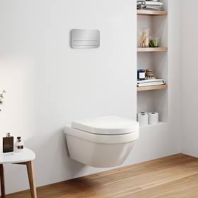 Villeroy & Boch ViPro 2.0 Toilet Frame with Chrome Flush Plate + Architectura Round Wall Hung Toilet