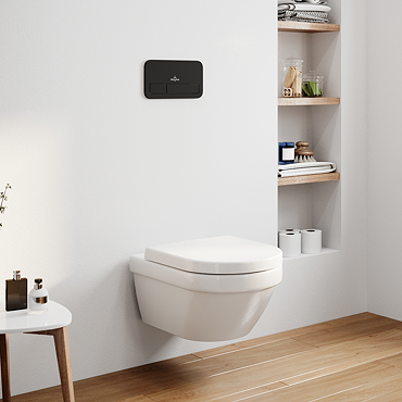 Villeroy & Boch ViPro 2.0 Toilet Frame with Matt Black Flush Plate + Architectura Round Wall Hung Toilet