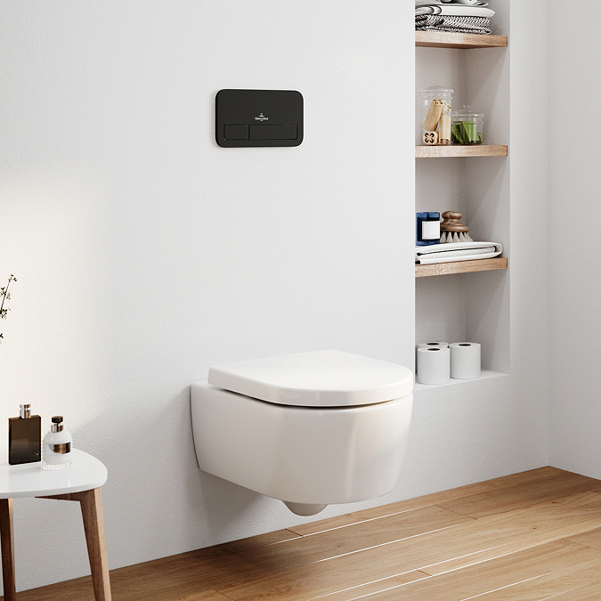 Villeroy & Boch ViPro 2.0 Toilet Frame with Matt Black Flush Plate + Avento Wall Hung Toilet