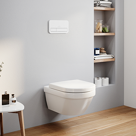 Villeroy & Boch ViPro 2.0 Toilet Frame with White Flush Plate + Architectura Round Wall Hung Toilet