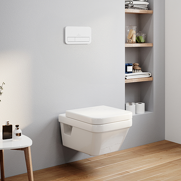 Villeroy & Boch ViPro 2.0 Toilet Frame with White Flush Plate + Architectura Square Wall Hung Toilet