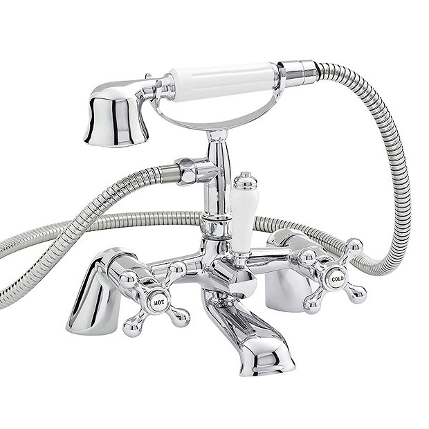 Nuie Viscount Range Bath Shower Mixer with Small Handset Chrome X384 at Victorian Plumbing UK