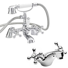 Ultra Viscount Range Mono Basin & Bath Shower Mixer - Chrome Large Image