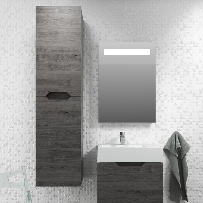 Vision 1400mm Grey Oak Wall Hung Tall Storage Unit  Feature Large Image