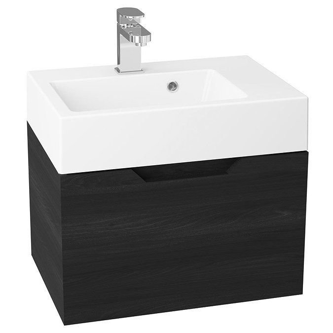 Vision 500 x 355mm Black Wood Wall Mounted Sink Vanity Unit Standard Large Image
