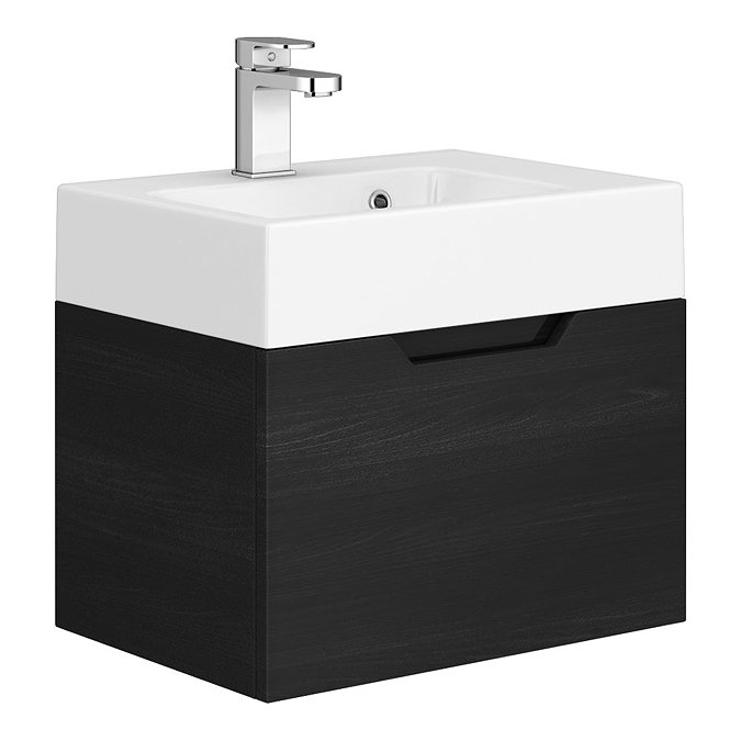 Vision 500 x 355mm Black Wood Wall Mounted Sink Vanity Unit Large Image