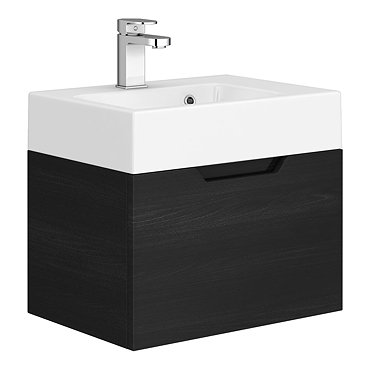 Vision 500 x 355mm Black Wood Wall Mounted Sink Vanity Unit  Profile Large Image