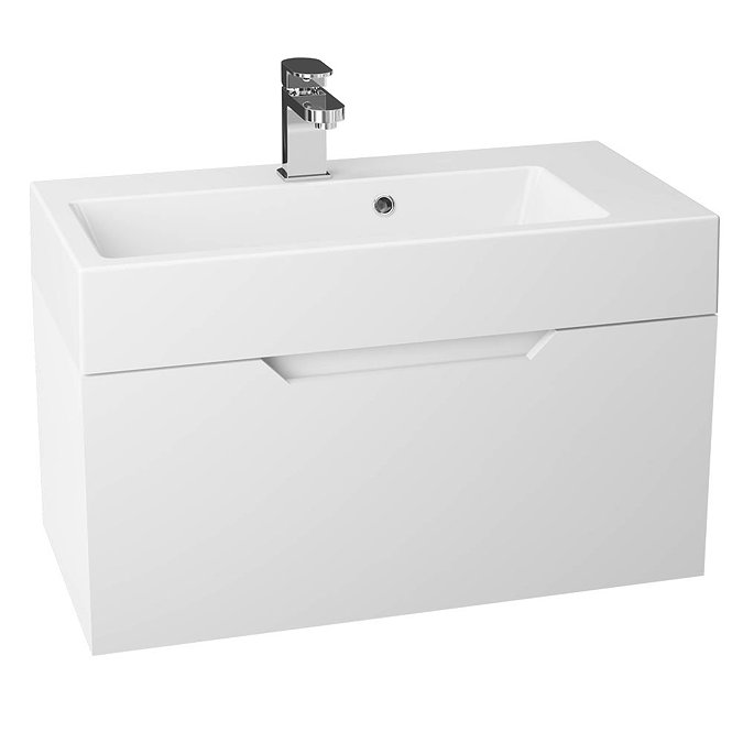 Vision 700 x 355mm Gloss White Wall Mounted Sink Vanity Unit  Profile Large Image