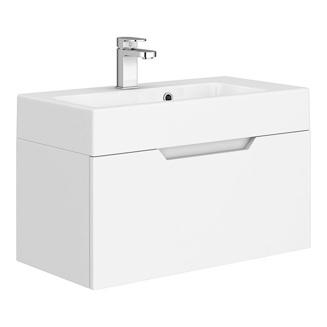 Vision 700 x 355mm Gloss White Wall Mounted Sink Vanity Unit Large Image