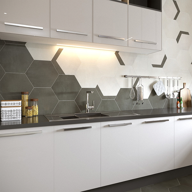 Vista Hexagon Dark Grey Wall Tiles - 30 x 38cm Standard Large Image