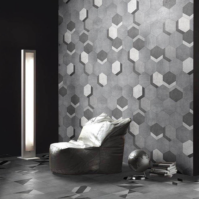 Vista Hexagon Grey Wall Tiles - 30 x 38cm  Standard Large Image