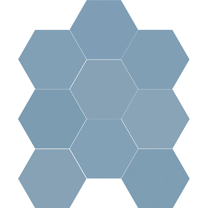 Vista Ocean Blue Hexagon Porcelain Wall + Floor Tiles - (Pack of 27) - 215 x 250mm  Feature Large Im