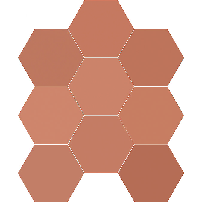 Vista Terracotta Hexagon Porcelain Wall + Floor Tiles - (Pack of 27) - 215 x 250mm  Feature Large Im
