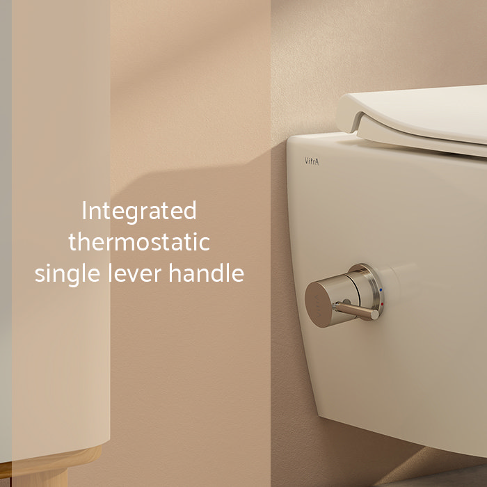 VitrA Aquacare Rimless Round Wall-Hung Toilet with Thermostatic Bidet Function and Soft-Close Seat