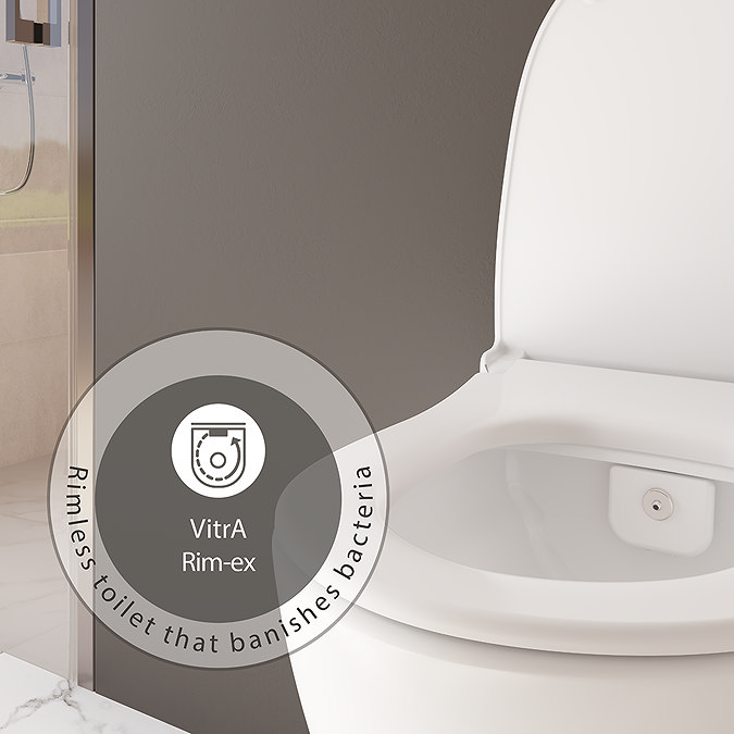 VitrA Aquacare Rimless Round Wall-Hung Toilet with Thermostatic Bidet Function and Soft-Close Seat
