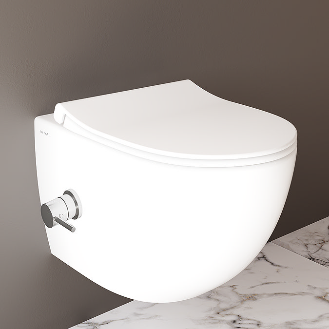VitrA Aquacare Rimless Round Wall-Hung Toilet with Thermostatic Bidet Function and Soft-Close Seat