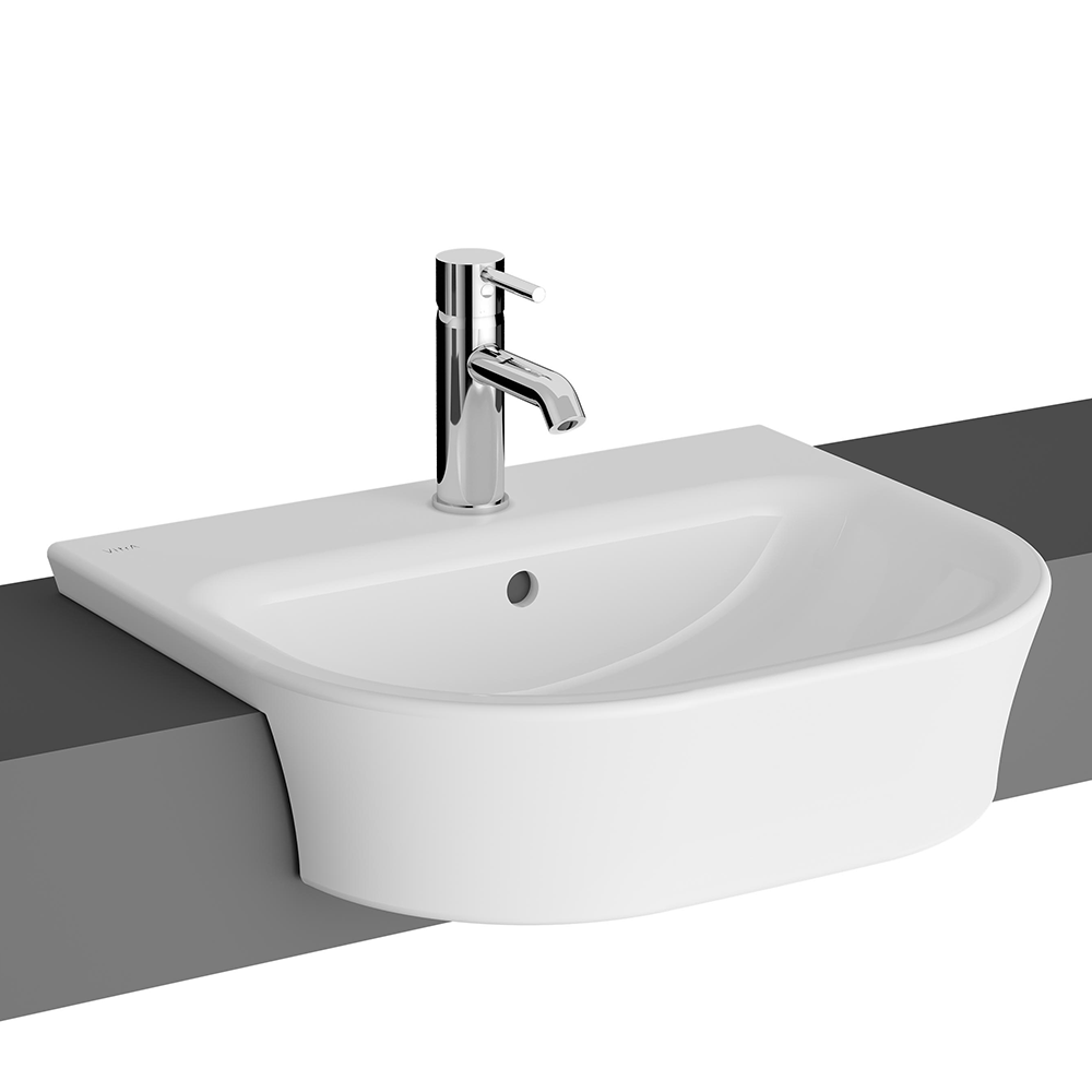 VitrA Evi Semi-Recessed 550mm Compact Washbasin - 1 Tap Hole