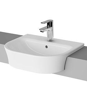 VitrA Evi Semi-Recessed 550mm Compact Washbasin - 1 Tap Hole