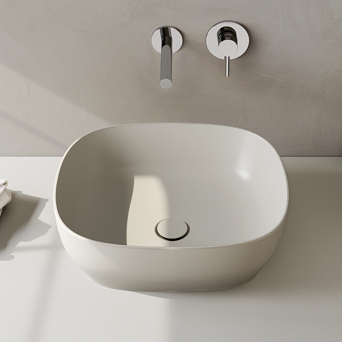 VitrA 100% Recycled Ceramic Square Countertop Basin - Matt Taupe