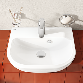 VitrA S20 45cm Short Projection Semi-Recessed Basin - 1 Tap Hole