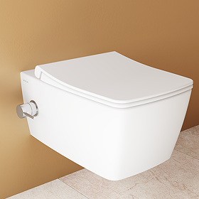 VitrA Aquacare Rimless Wall-Hung Toilet with Thermostatic Bidet Function and Soft-Close Seat